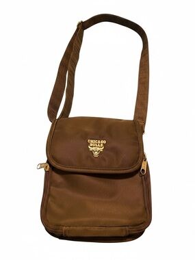 Brown Crossbody Shoulder Bag with Gold Logo